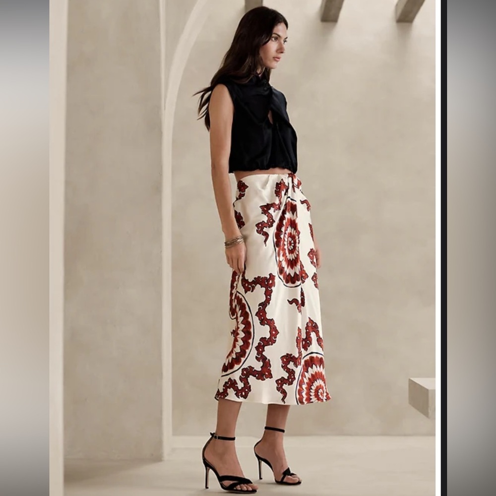 Banana Republic Zandra Silk Midi Skirt